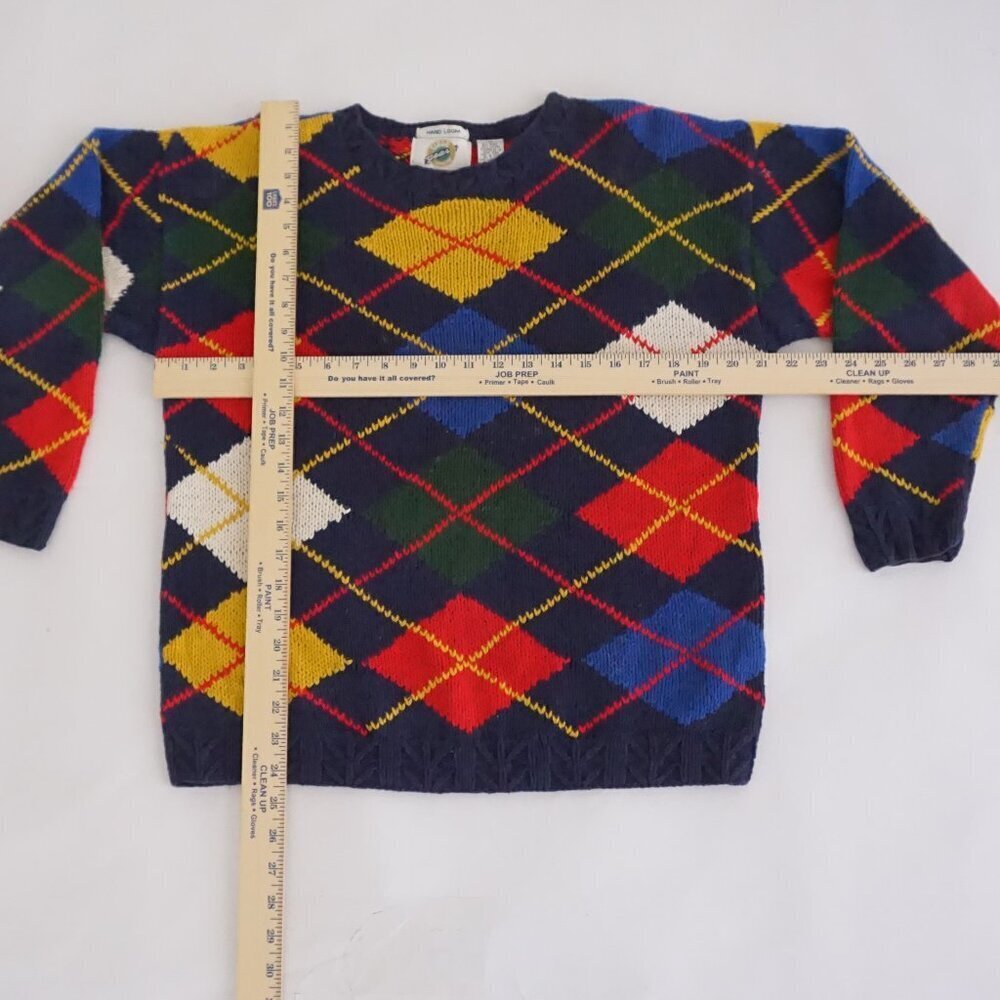 Field Gear Navy Multicolor Argyle Knit Preppy Cotton Blend Collegiate Sweater M - Picture 3 of 11